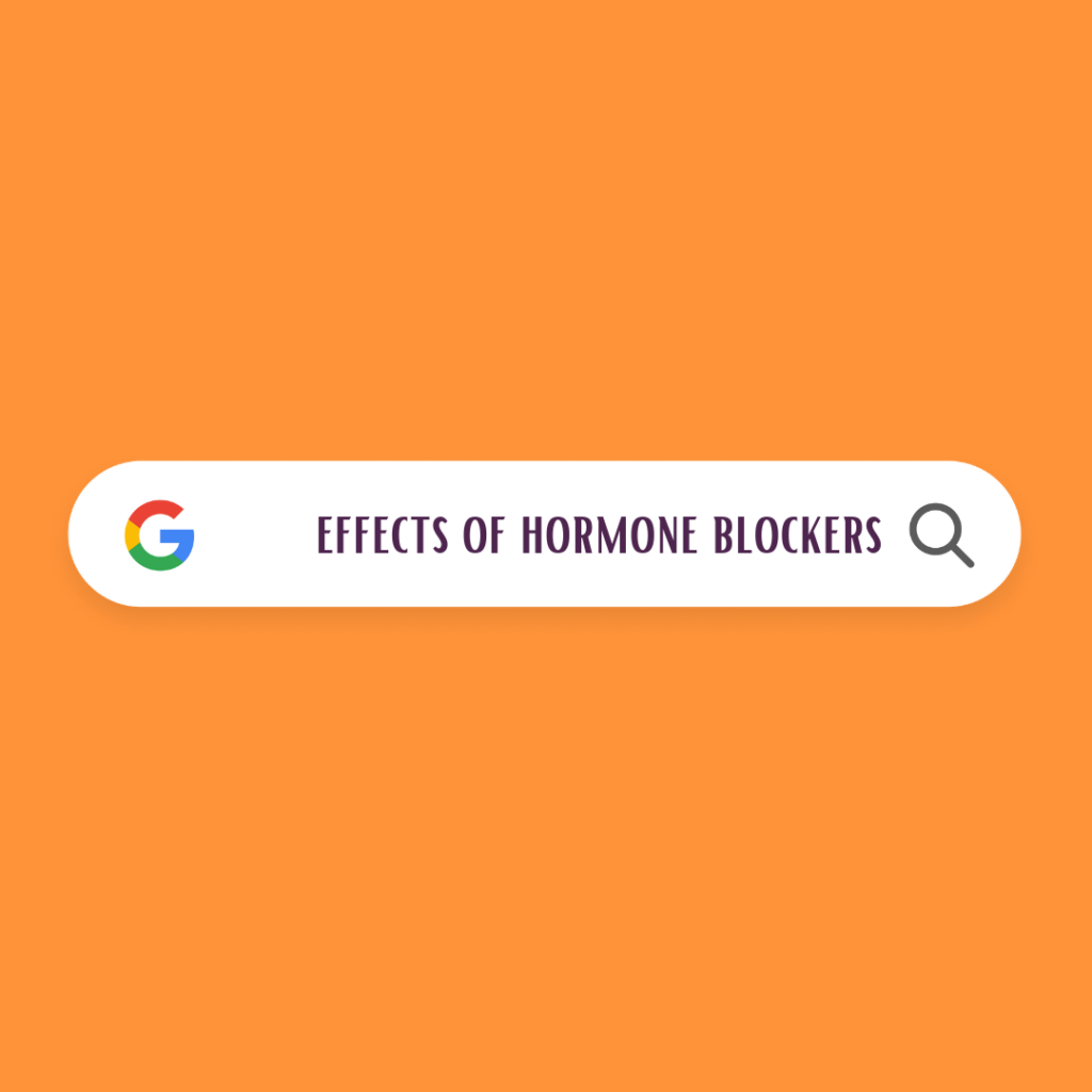 A google search bar states as follows. Effects of hormone blockers.